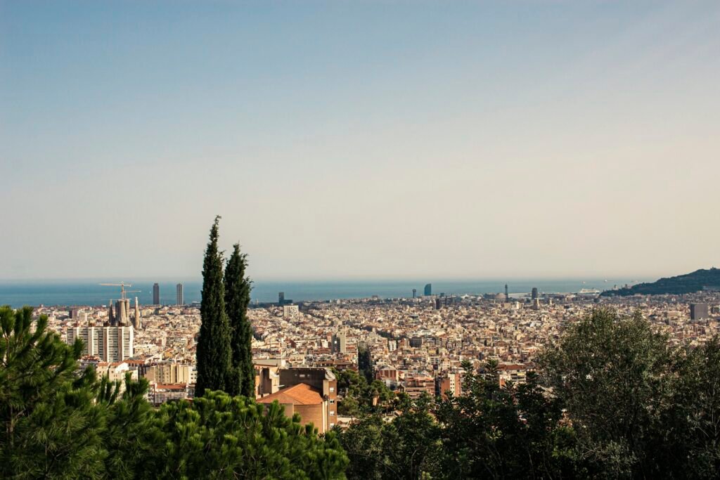Panoramic view over Barcelona city